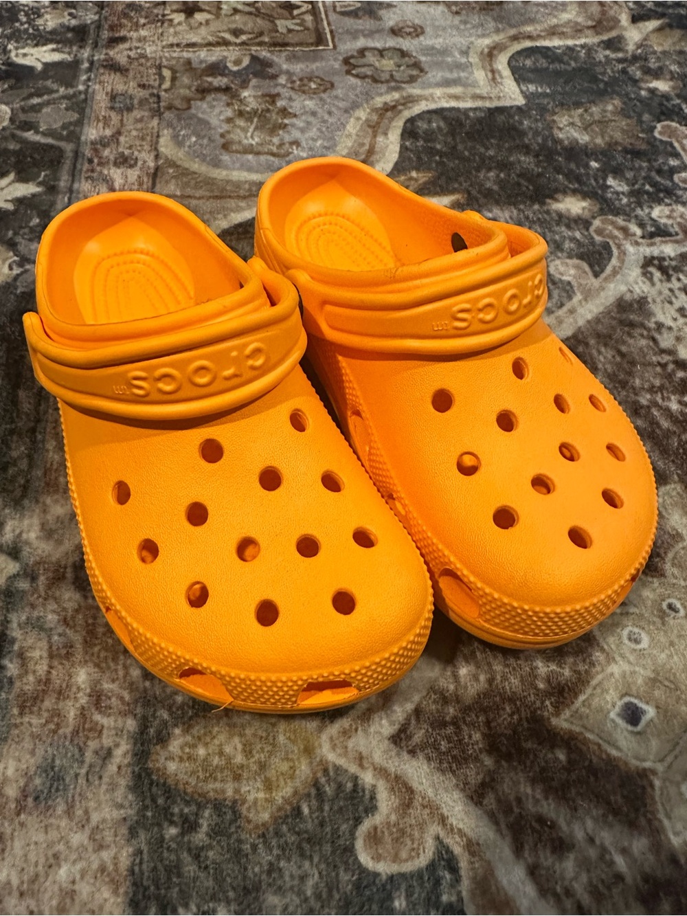 Kids orange crocs